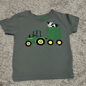 John Deere T-Shirt with Tractor and Cow Design